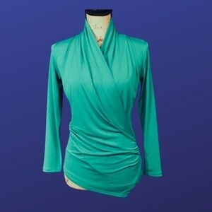 VENUS Surplice Wrap Top w/Asymmetric Hem, KELLY GREEN, Women’s X-Small, NWOT